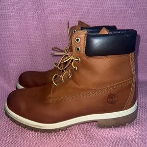 TIMBERLAND MEN'S 12 WATERPROOF PREMIUM LACE UP BOOTS DARK WHEAT NUBUCK 72066